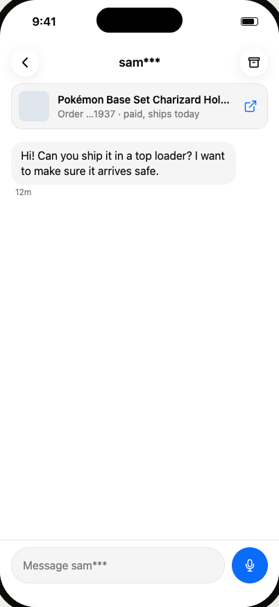 A buyer conversation about an order